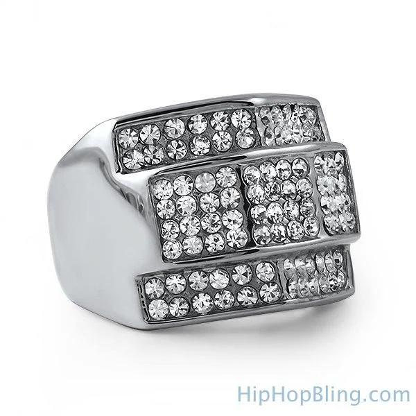 women’s matching wedding rings-Custom Made Iced Out Stainless Steel Ring