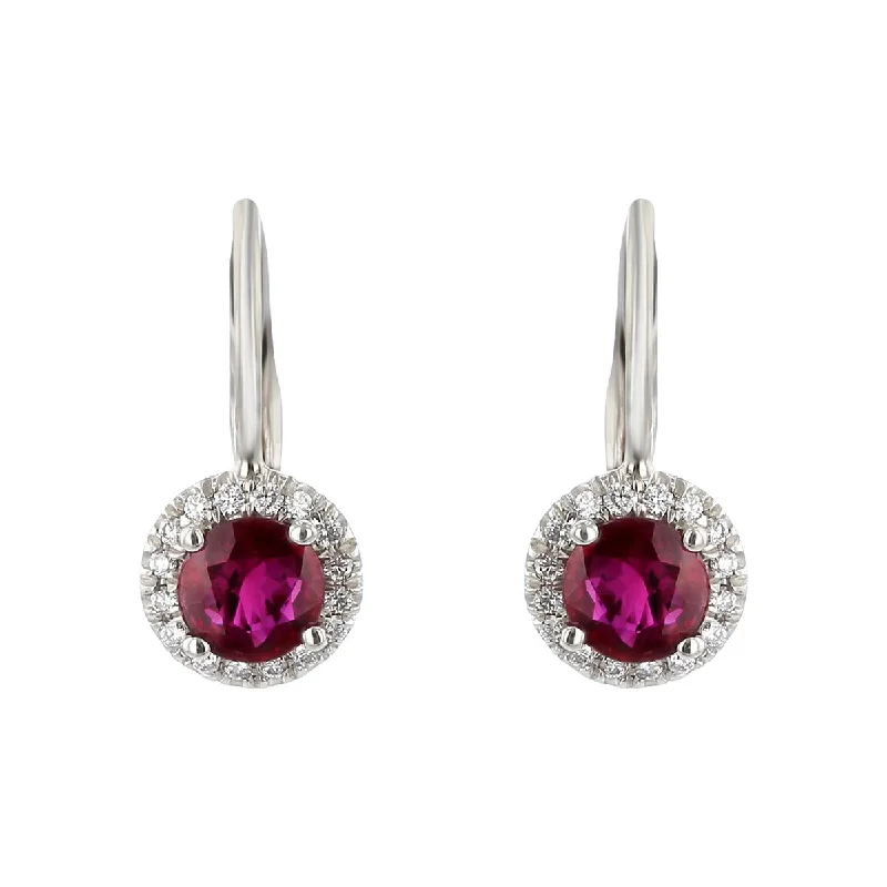 women’s wedding earrings-Ruby Halo Earrings