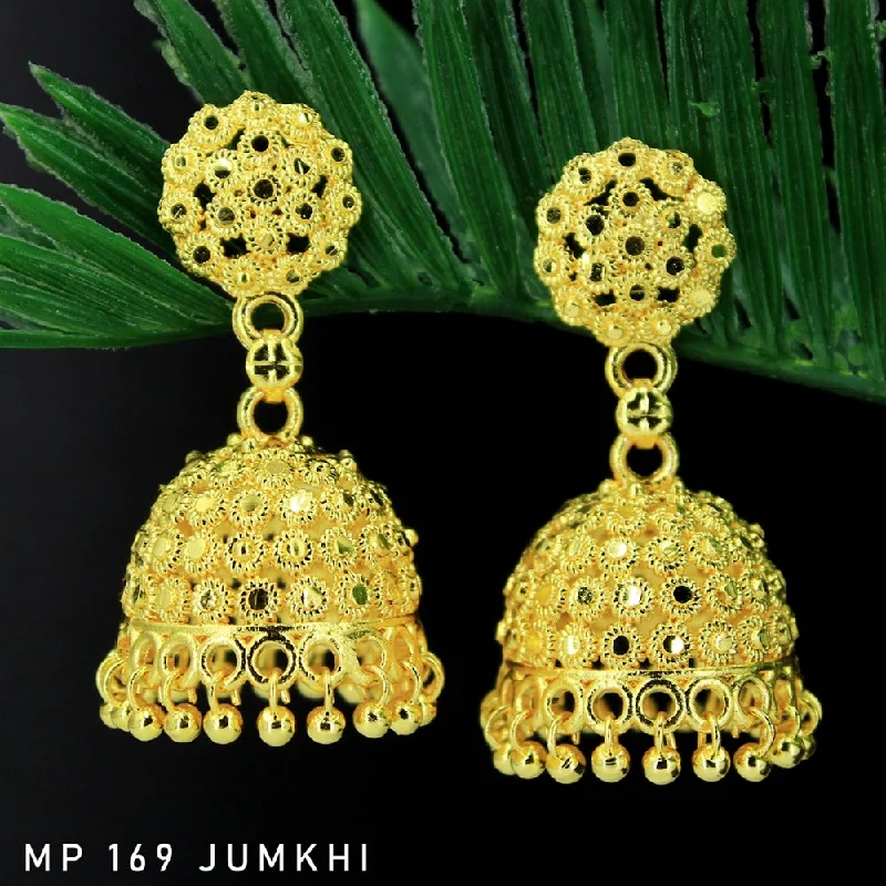 women’s antique earrings-Mahavir Forming Gold Plated Jhumki Earrings  - MP 169 Jumkhi