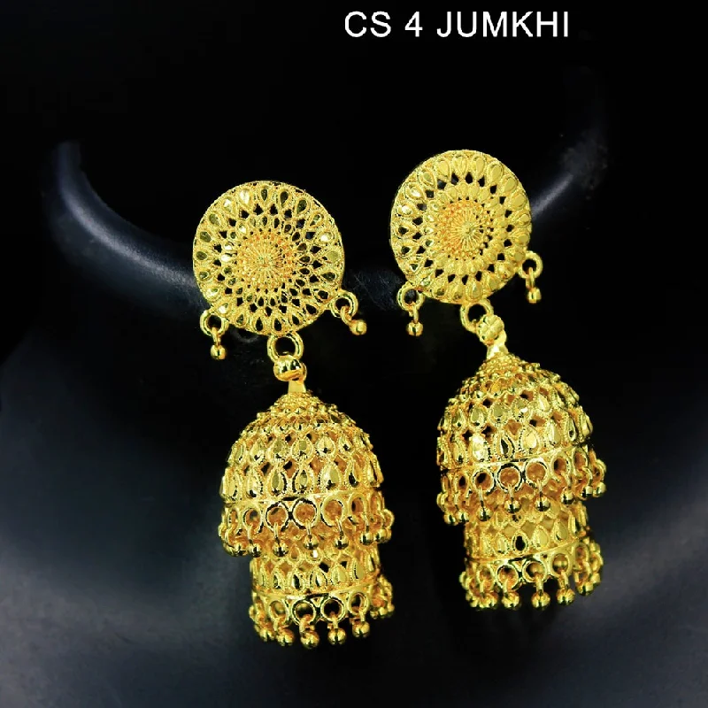 women’s infinity earrings-Mahavir Forming Gold Plated Jhumki Earrings - CS 4 Jumkhi