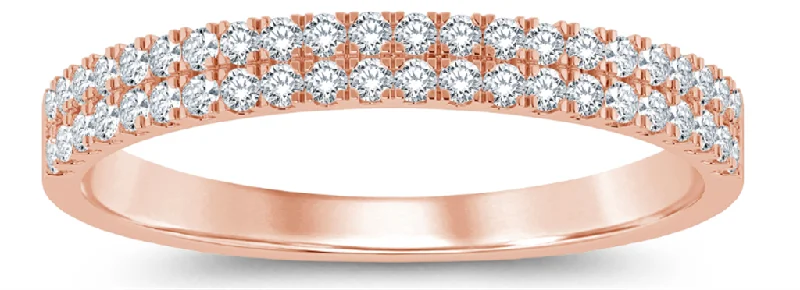 women’s contemporary engagement rings-14K Rose Gold 0.25ctw Round Diamond Multi Row Wedding Band