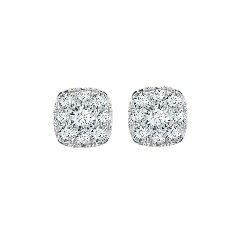 women’s statement hoop earrings-Diamond Halo Eternal Earrings