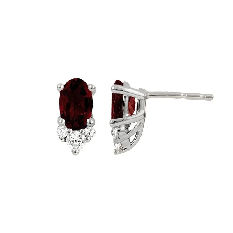 women’s flower earrings-Garnet and Diamond Earrings