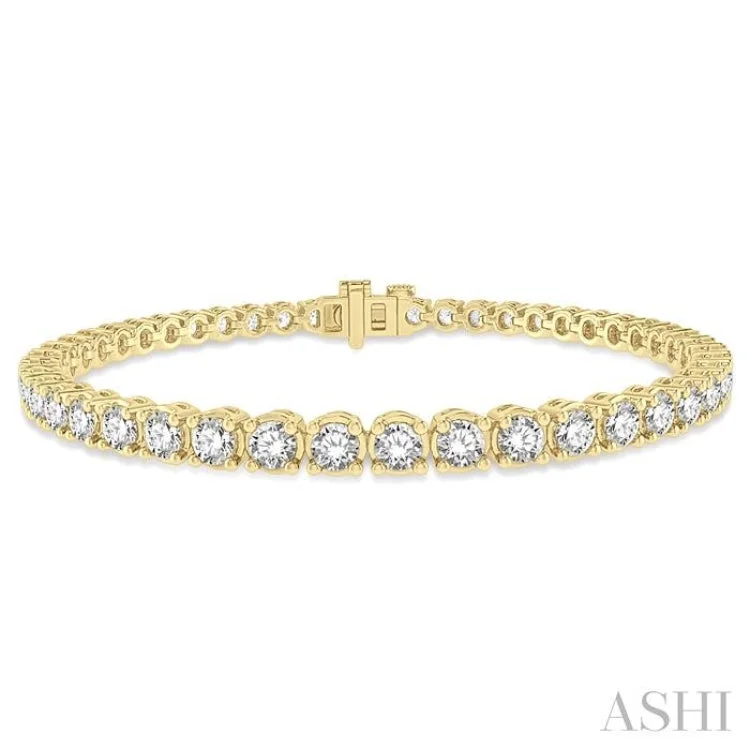 women’s beaded bracelets-4 Ctw Round Cut Diamond Tennis Bracelet in 14K Yellow Gold