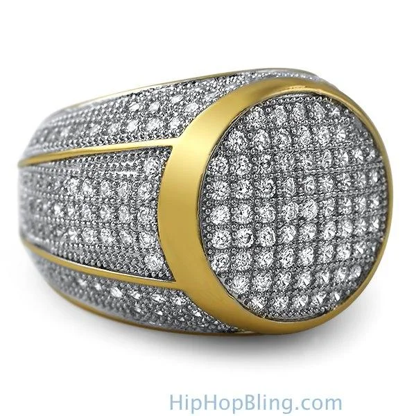 women’s infinity rings-President Gold CZ Bling Bling Ring