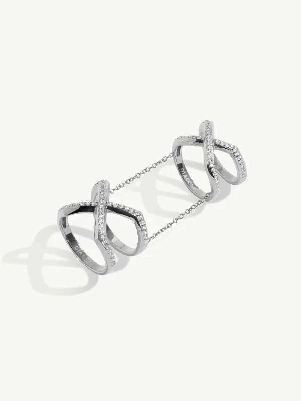 women’s emerald cut rings-Exquis Gemini Infinity Ring With Pavé-Set Brilliant White Diamonds In Platinum