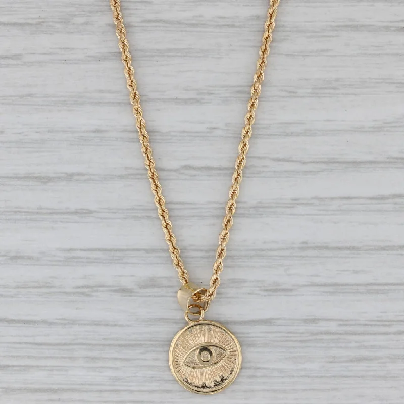 women’s layered chain necklaces-New All Seeing Eye of Deity Talisman Pendant Necklace 14k Gold 18" Rope Chain