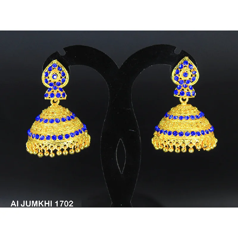 women’s sapphire earrings-Mahavir Gold Plated Blue Austrian Stone Jhumki Earrings -AI Jumkhi 1702