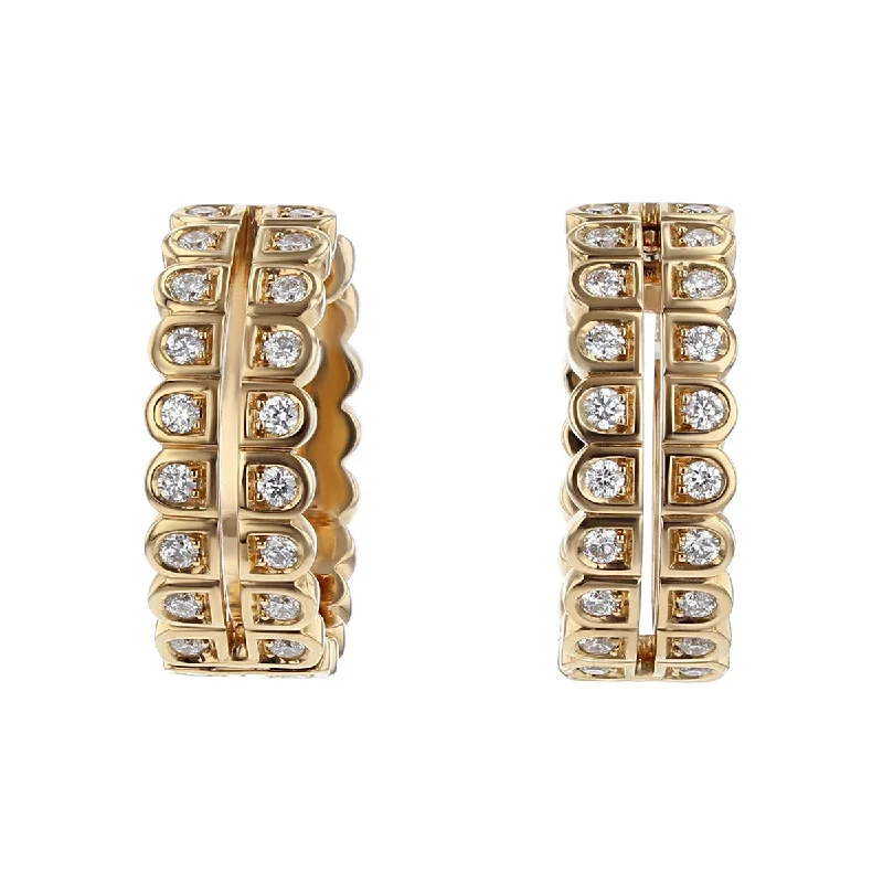 women’s large earrings-Scallop Diamond Pave Double Hoop Earrings