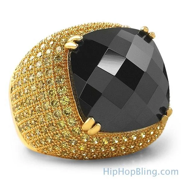 women’s men’s style rings-Black Rose Cut CZ Lemonade Micro Pave Ring