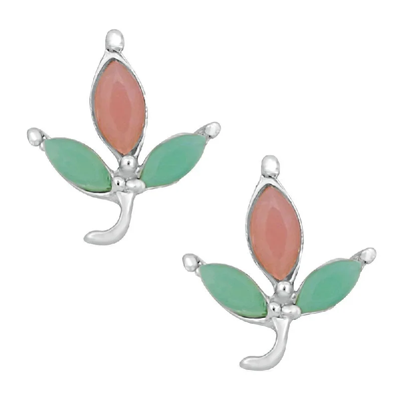 women’s enamel earrings-Mahi Rhodium Plated Classic Designer Love Earrings With Crystal Stone