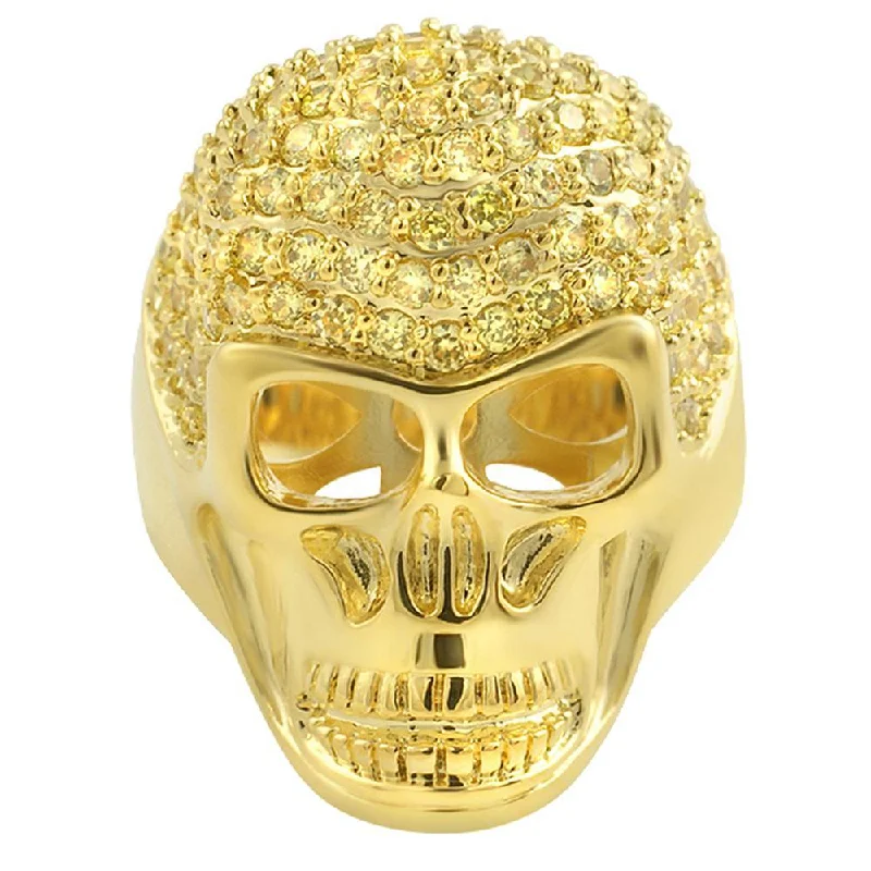 women’s oval cut rings-3D Skull Lemonade CZ Mens Bling Bling Ring