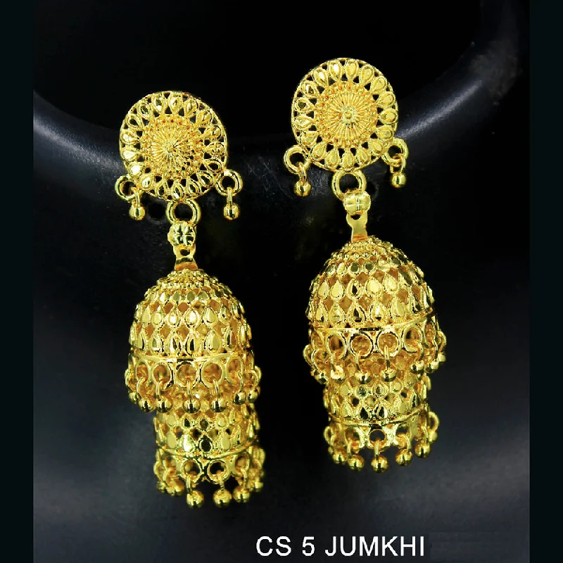 women’s zirconia earrings-Mahavir Gold Plated Jhumki Earrings  - CS Jumkhi 5