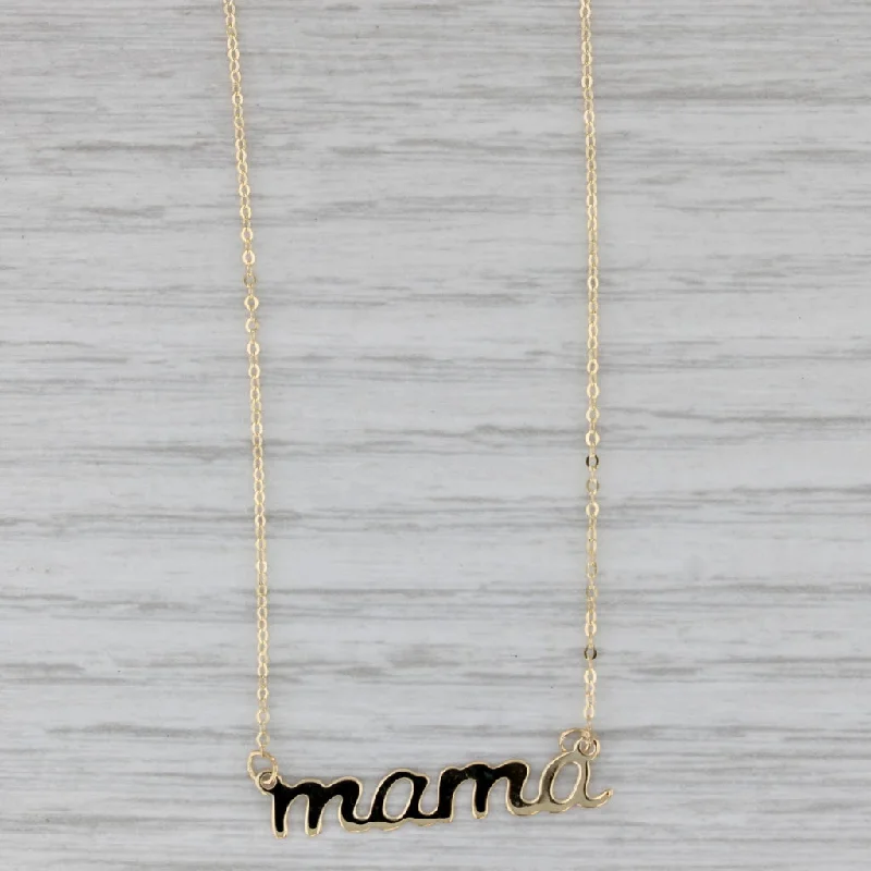 women’s colorful chain necklaces-New Mama Pendant Necklace 14k Yellow Gold 16" 18" Cable Chain