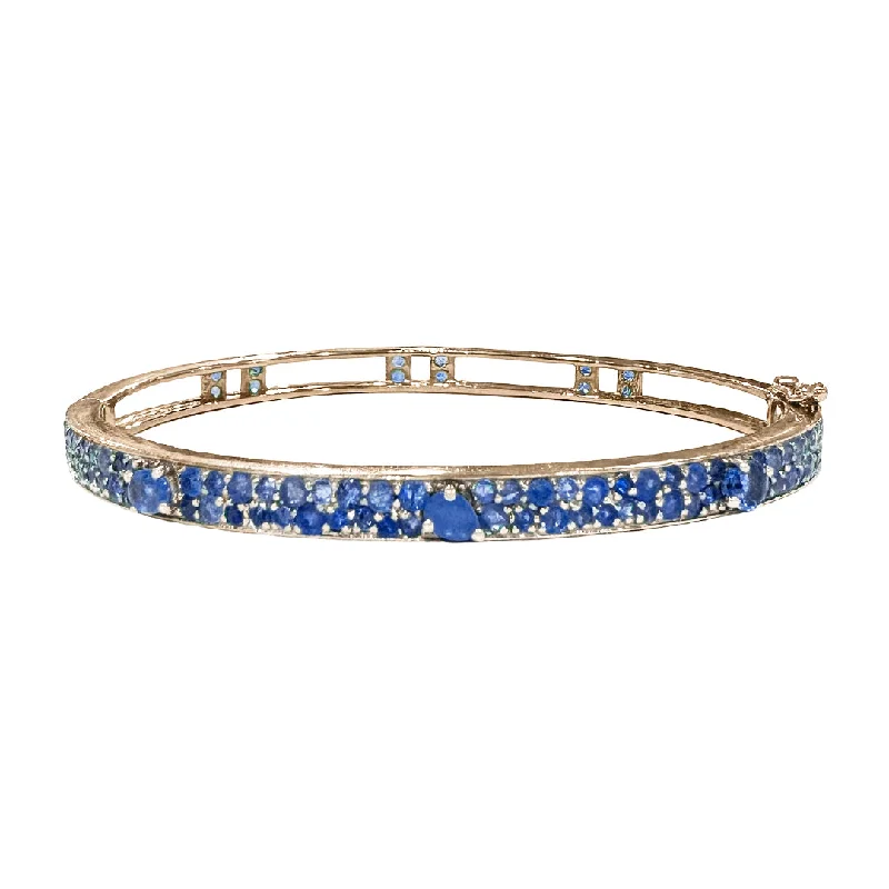 women’s leather wrap bracelets-Petite Stardust Bangle Blue Sapphire