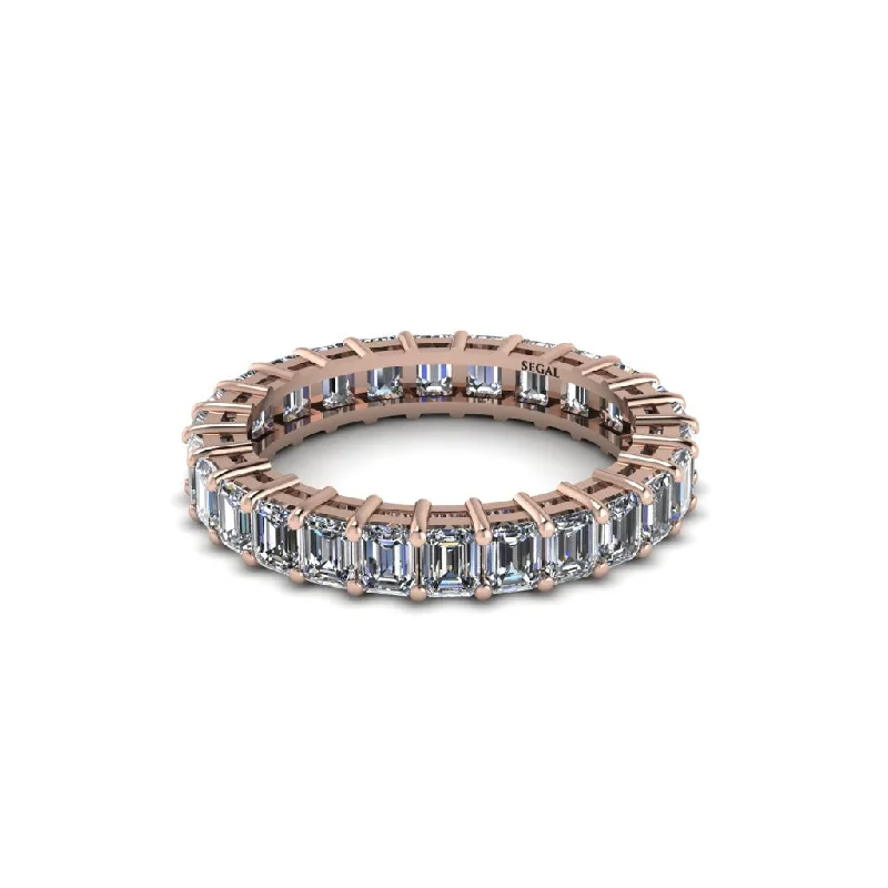 women’s ring sets for engagement and wedding-Emerald Cut Diamond Gold Eternity Wedding Band - Phoenix No. 2