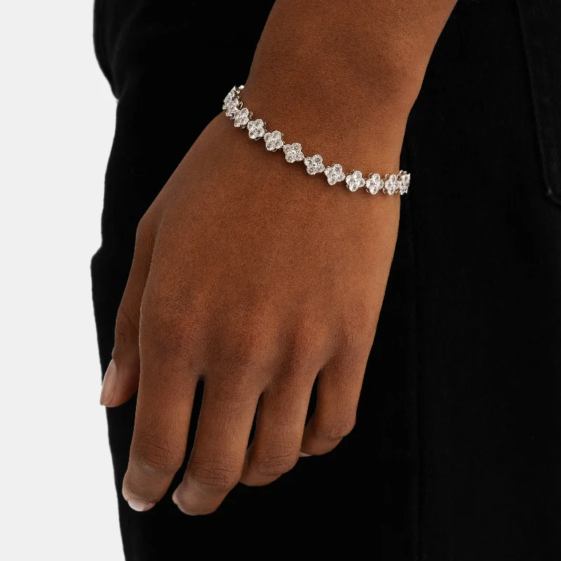 women’s silver cuff bangles-Flower Tennis Bracelet