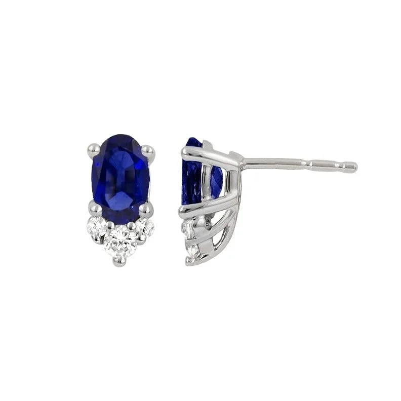 women’s diamond stud earrings-Blue Sapphire and Diamond Earrings