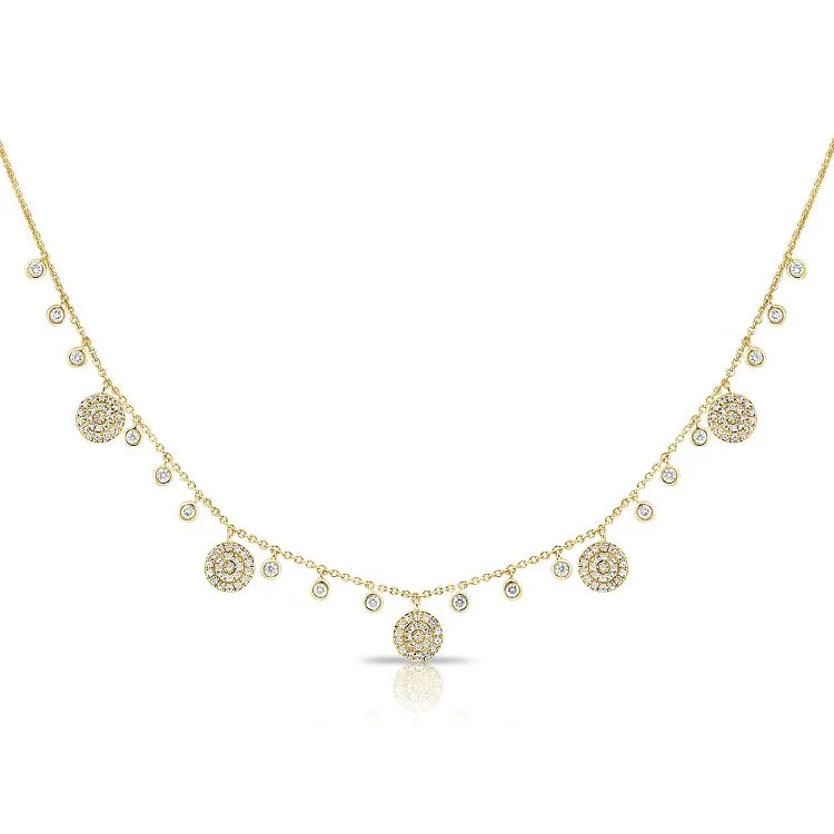 women’s pearl necklaces-14K Yellow Gold Diamond Dangle Disc Necklace