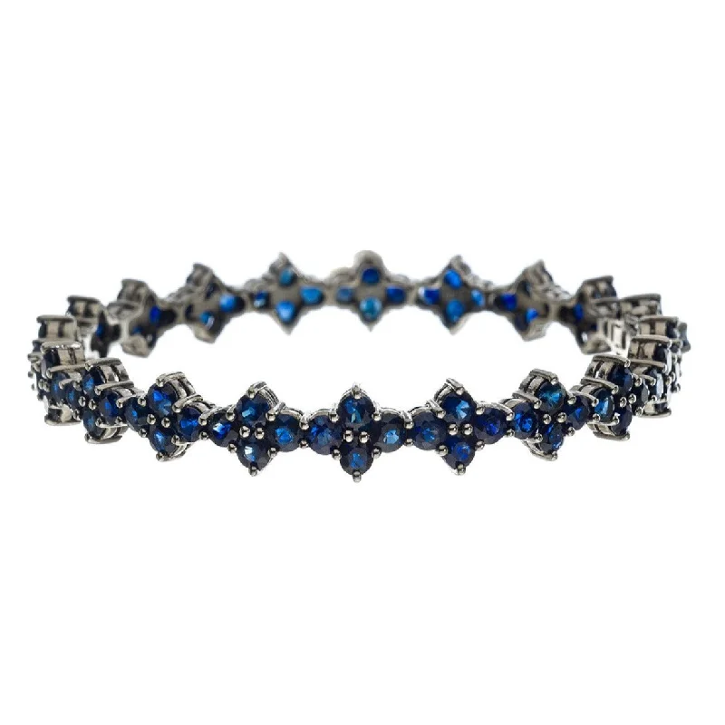 women’s silver bracelets-Asher Bangle Silver Sapphire