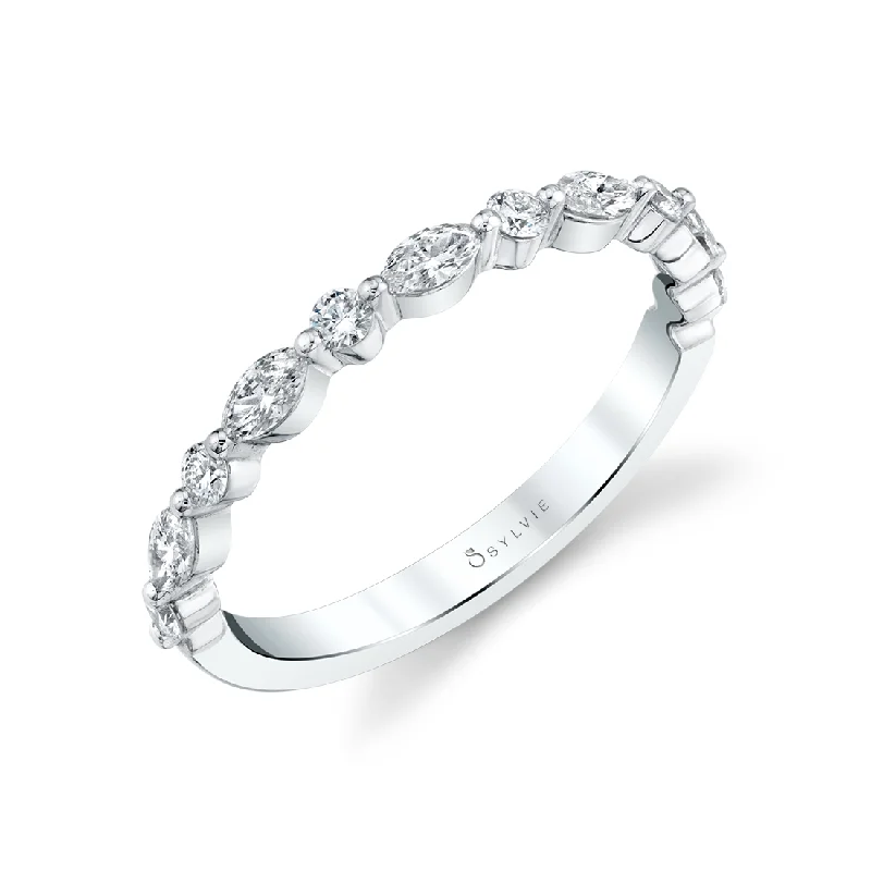 women’s twisted band engagement rings-14K White Gold 0.50ctw Round Diamond Vintage Inspired Wedding Band