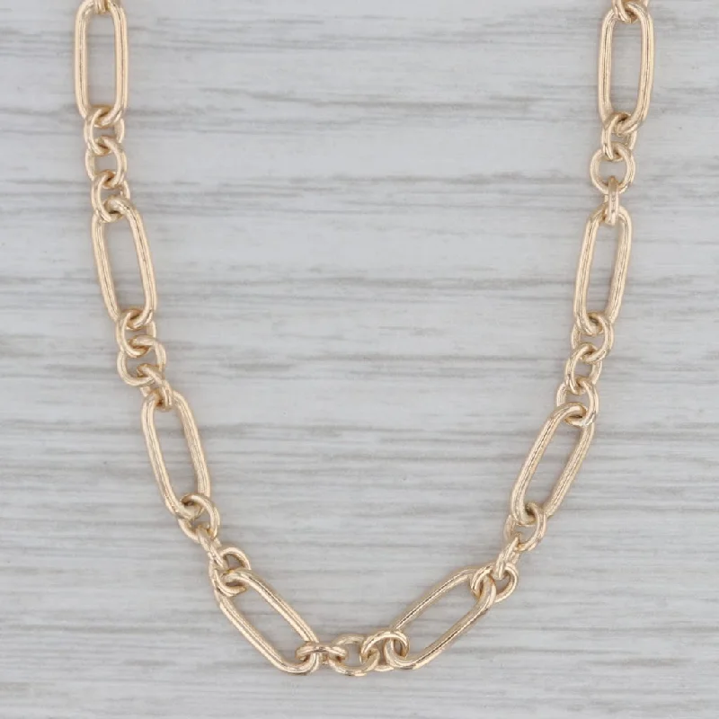 women’s bridal necklaces-Figaro Chain Necklace 14k Yellow Gold Long 26.25" 4.5mm