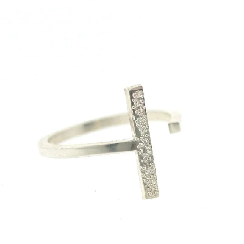 women’s statement diamond rings-Diamond Dusted Single Bar Ring by Christina Kober