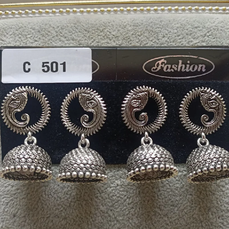 women’s minimalist earrings-Tahura Oxidized Plated Pack Of 24  Jhumki Earrings - TAHEAR12