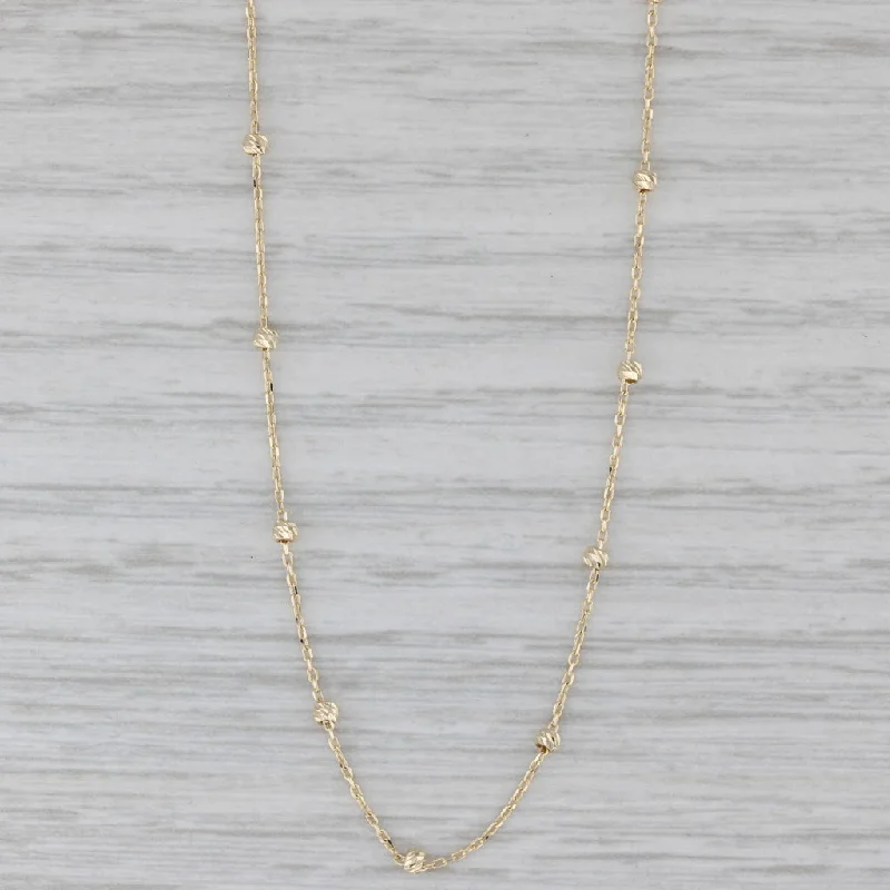 women’s fashion necklaces-New Bead Station Necklace 14k Yellow Gold Cable Chain Adjustable 16" 18"