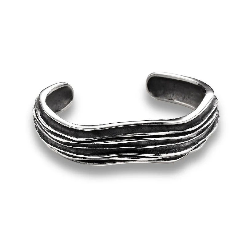 women’s polished bracelets-Wide Waves Cuff