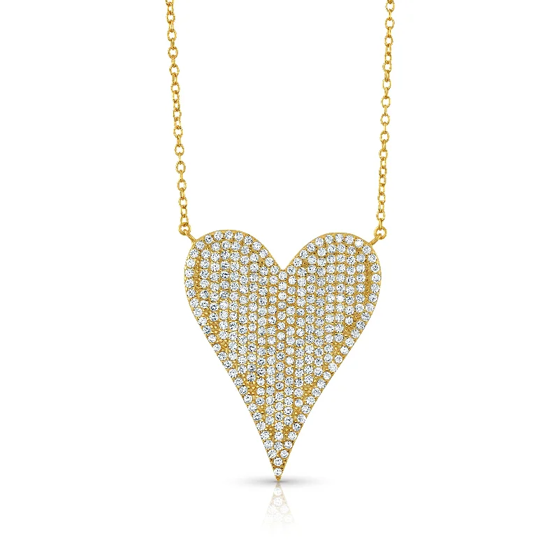 women’s layered necklaces-MY ENTIRE HEART CZ NECKLACE, GOLD