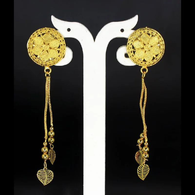 women’s initial earrings-Mahavir Gold Plated Dangler Earrings - JBS E RING 10