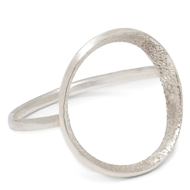 women’s unique band rings-Oval Diamond Dusted Silver Ring by Christina Kober