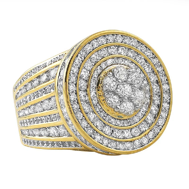 women’s infinity rings-Jumbo Cluster Gold CZ Bling Bling Ring