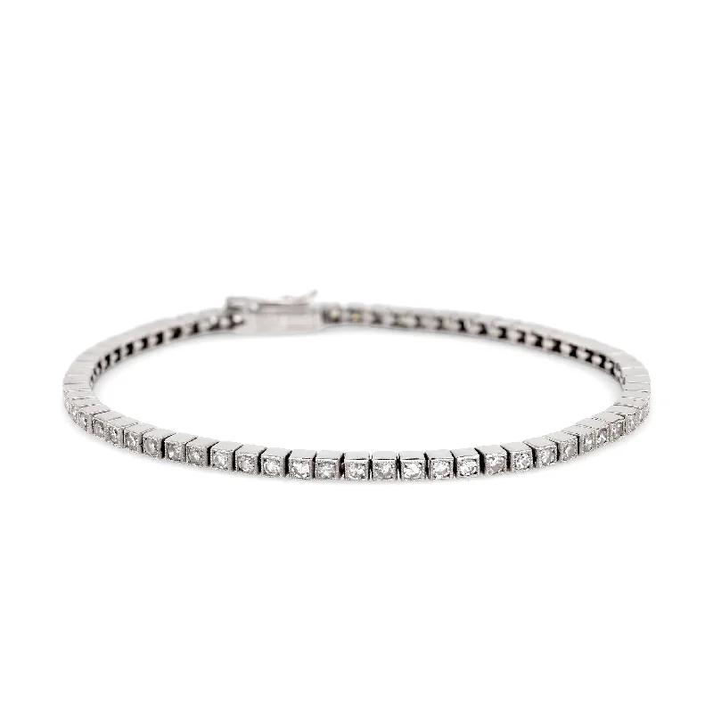 women’s bangles-Art Deco Inspired Diamond Platinum Tennis Bracelet