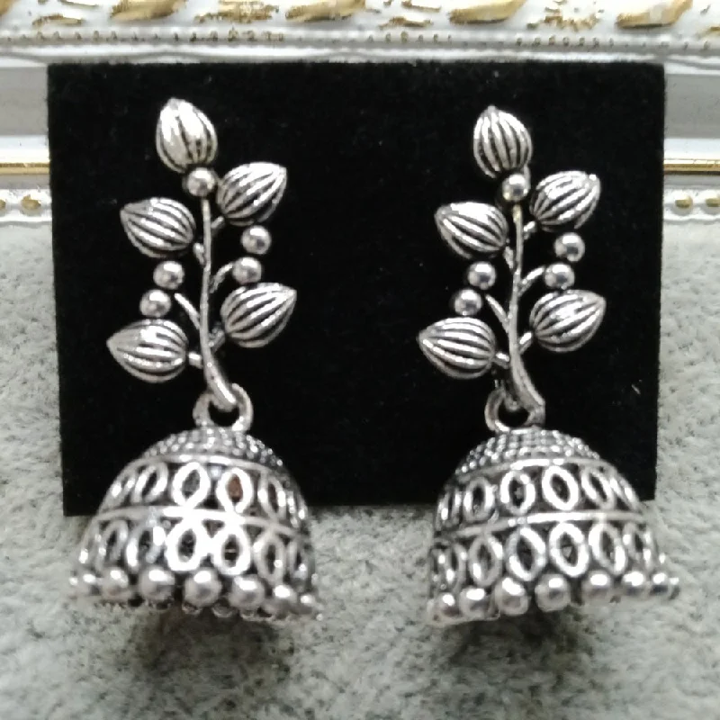 women’s pearl drop earrings-Tahura Oxidized Plated Pack Of 24  Jhumki Earrings - TAHEAR77