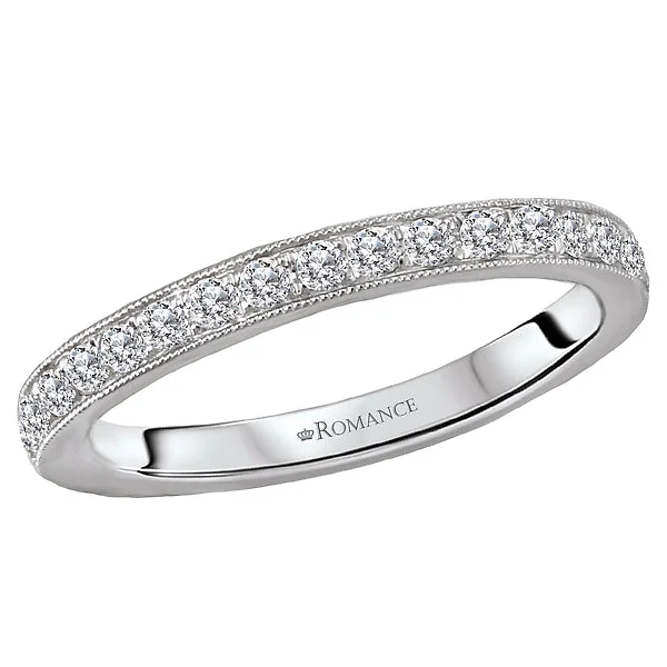 women’s pear-shaped engagement rings-14K White Gold Romance Collection Wedding Band.