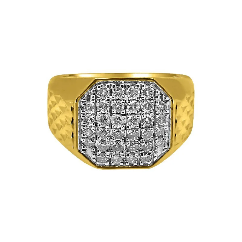 women’s matching rings-1.00cttw Diamond Octagon 10K Yellow Gold Mens Ring