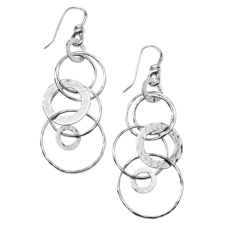 women’s platinum earrings-Medium Hammered Jet Set Drop Earrings