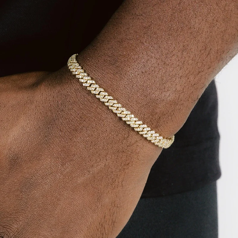 women’s woven bracelets-5mm Prong Cuban Bracelet Gold