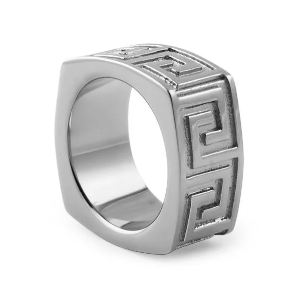 women’s twisted rings-Greek Link Stainless Steel Ring