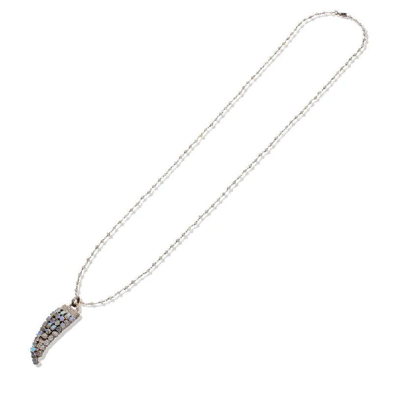 women’s heart-shaped necklaces-DIAMOND HORN NECKLACE, LABRADORITE