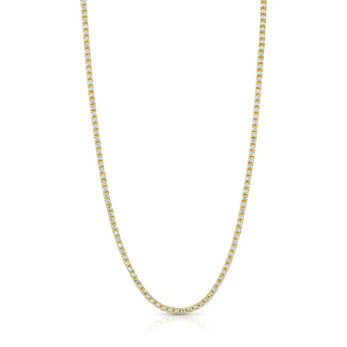 women’s diamond necklaces for brides-2MM TENNIS NECKLACE, GOLD BR