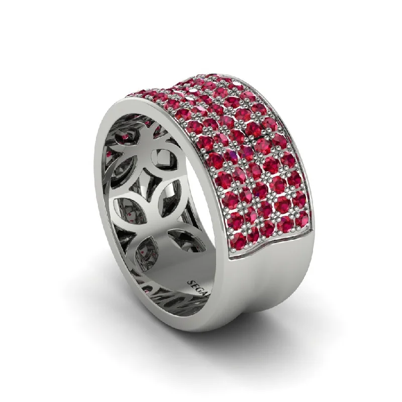 women’s unique engagement rings-Ruby Pave Eternity Wedding Band - Mckinley No. 12