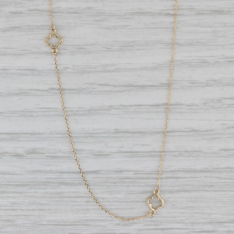 women’s gemstone pendant necklaces-New Flower Station Necklace 14k Yellow Gold Cable Chain 16" 18"