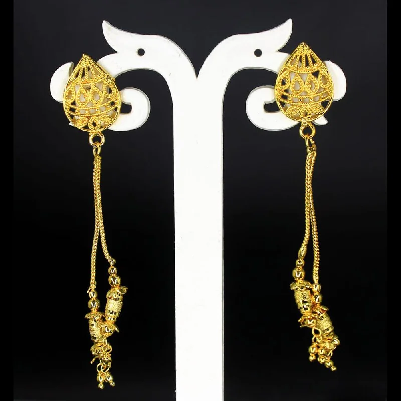 women’s zirconia earrings-Mahavir Gold Plated Dangler Earrings - JBS E RING 9