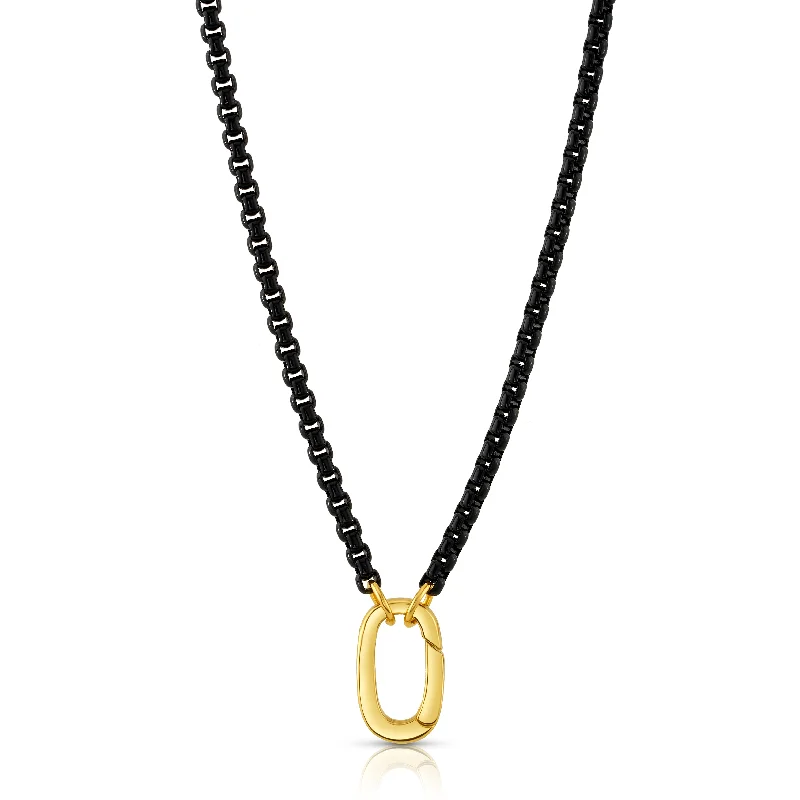 women’s infinity necklaces-BLACK ENAMEL CONNECTOR NECKLACE