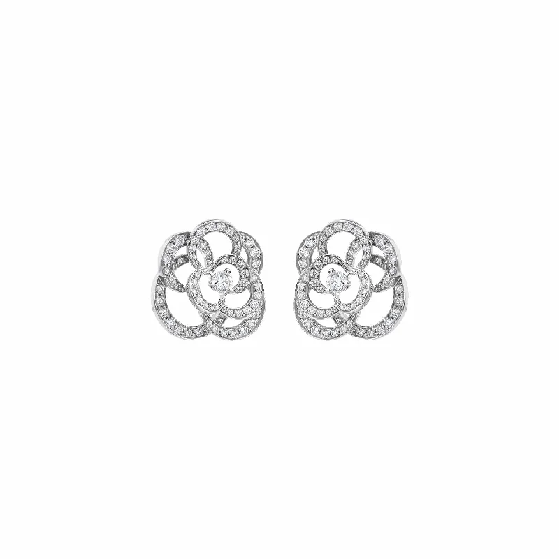 women’s heart-shaped earrings-Fil de Camélia Earrings