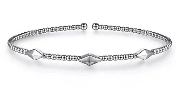 women’s rhinestone bracelets-14K White Gold Bujukan Pyramid Stations Bangle