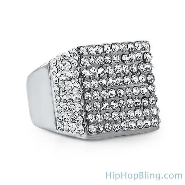 women’s oval rings-Pimp Stainless Steel Bling Bling Ring